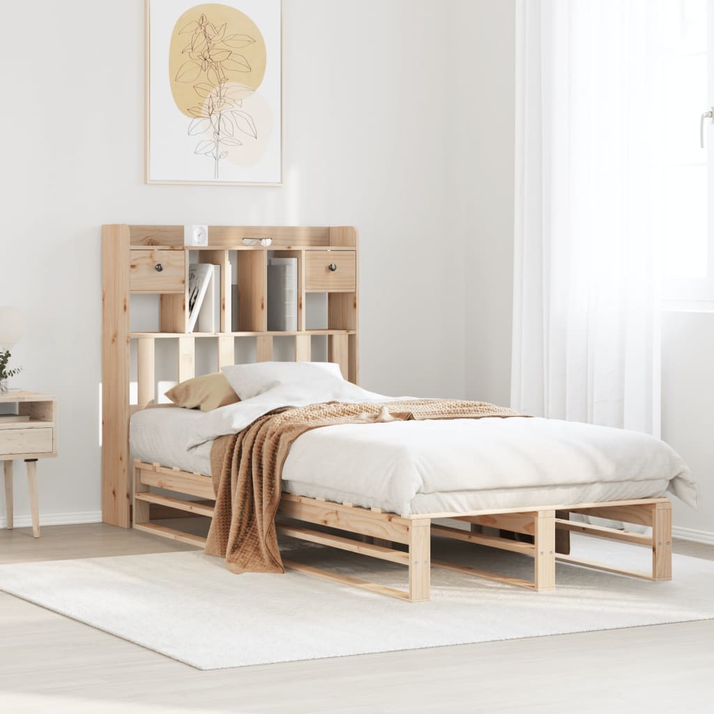 Bookcase Bed 100x200cm Solid Wood Pine - Sid & Sam