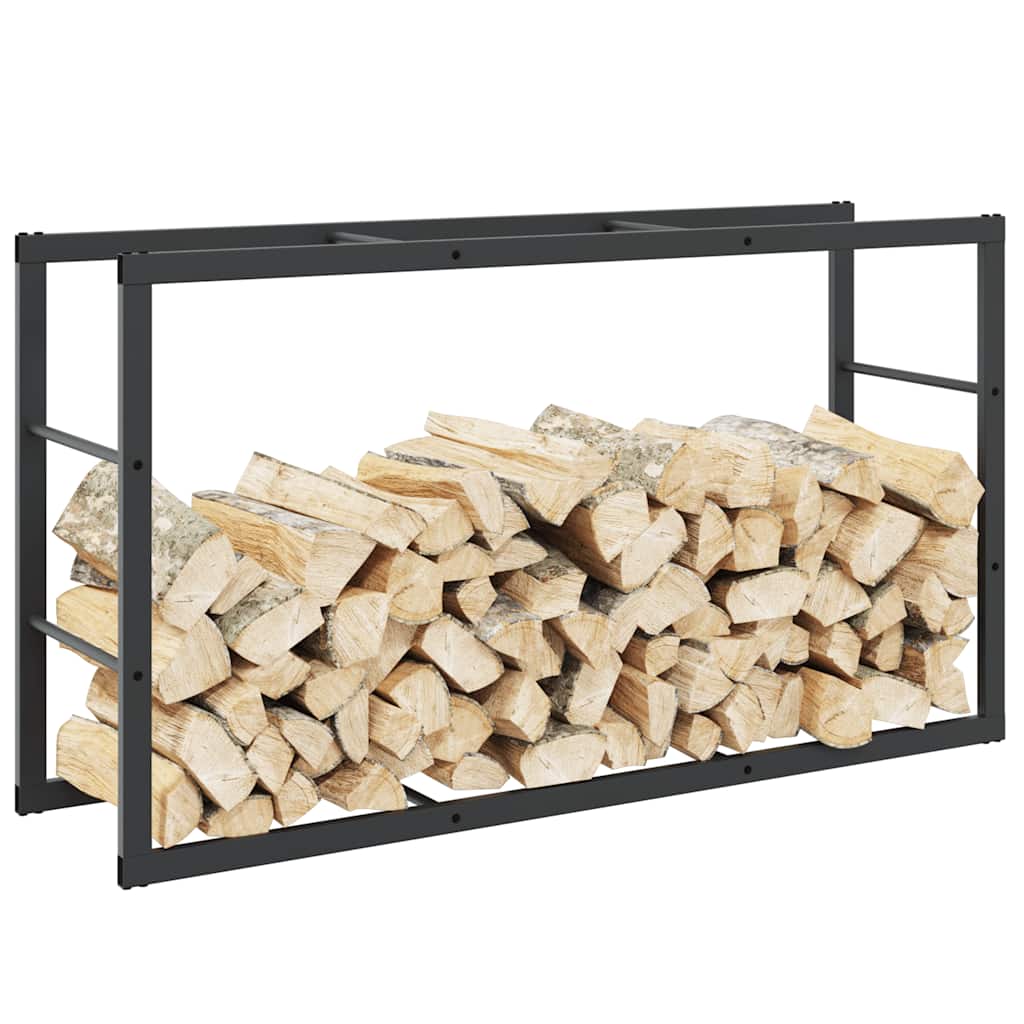 Firewood Rack Black 110x30x61 cm Steel - Brittle & Co