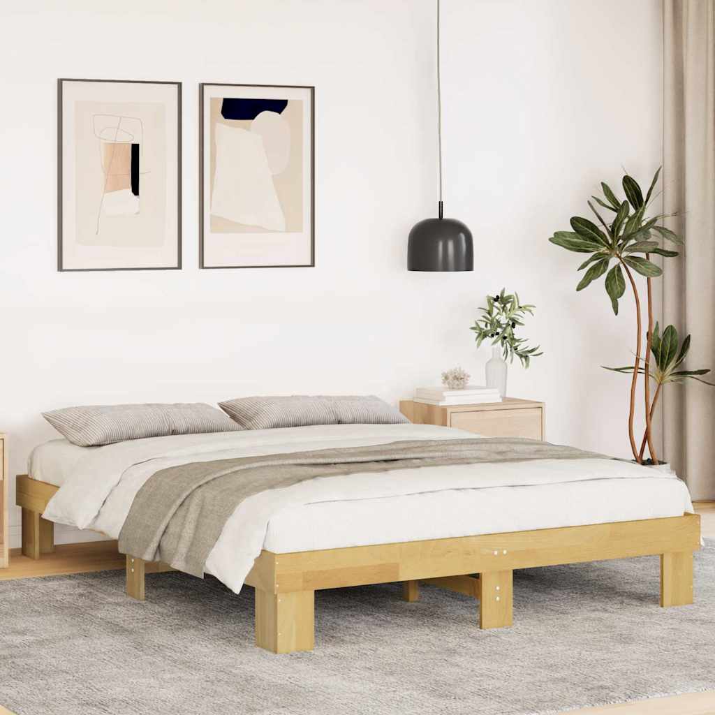 Bedframe 135x190cm Double Solid Wood Oak - Sid & Sam