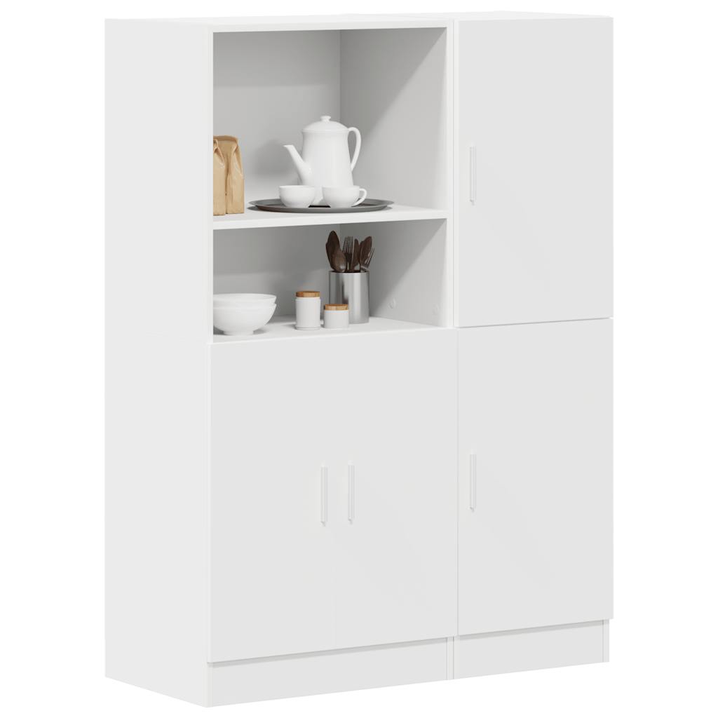 2 Piece Kitchen Cabinet Set White Engineered Wood - Design Hut