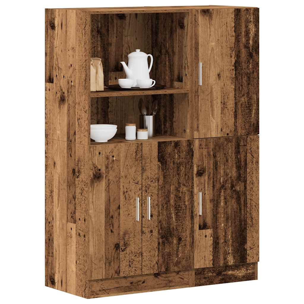 2 Piece Kitchen Cabinet Set Old Wood Engineered Wood - Millennium Furniture