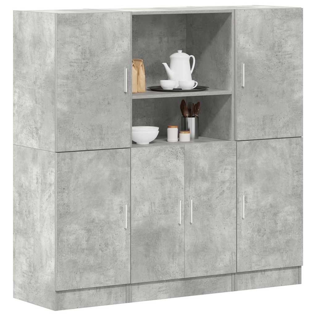 3 Piece Kitchen Cabinet Set Concrete Grey Engineered Wood - Design Hut