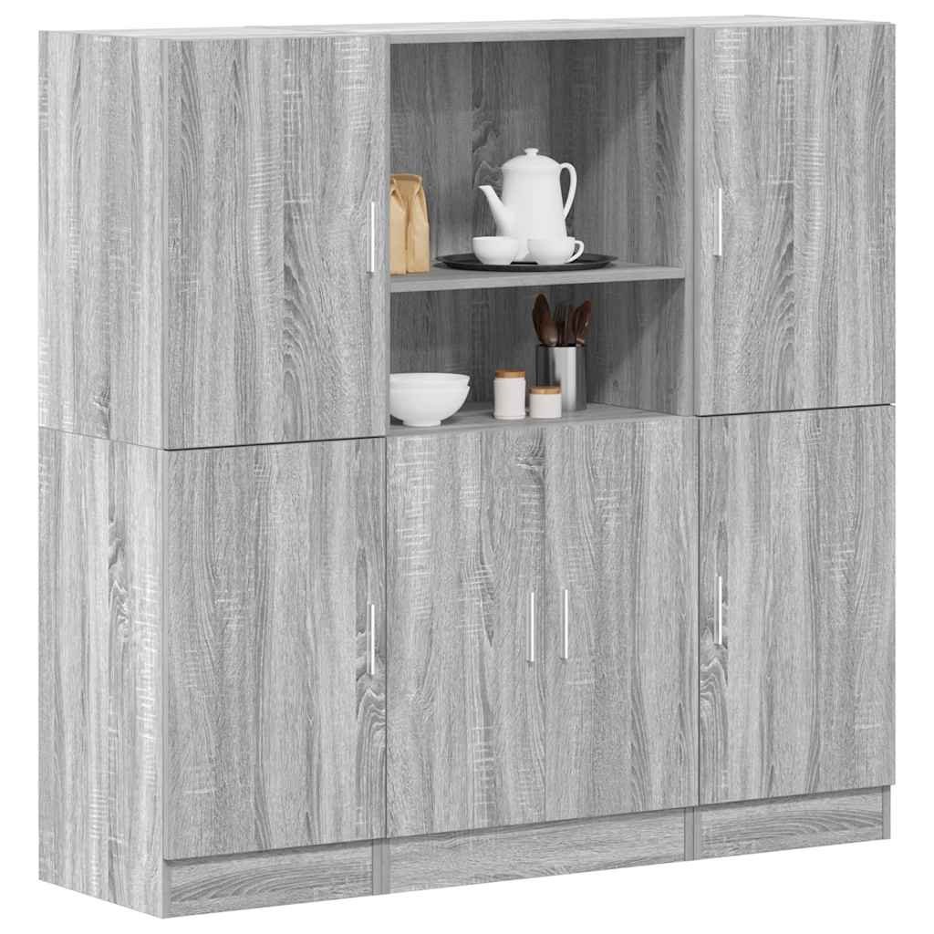 3 Piece Kitchen Cabinet Set Grey Sonoma Engineered Wood - Design Hut