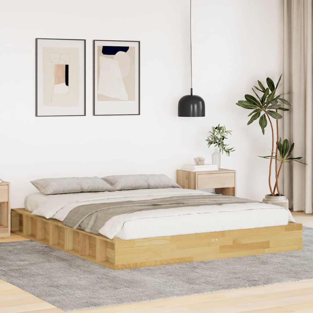 Bedframe 150x200cm Solid Wood Oak - Discount Dealers