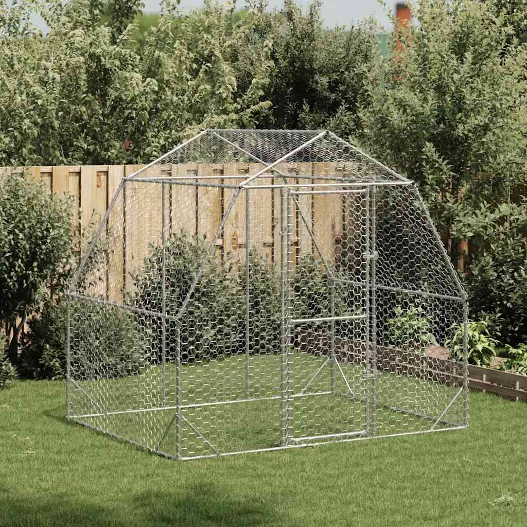 Chicken Run 2.5x2x2.25 m Galvanised Steel - The Home Maker