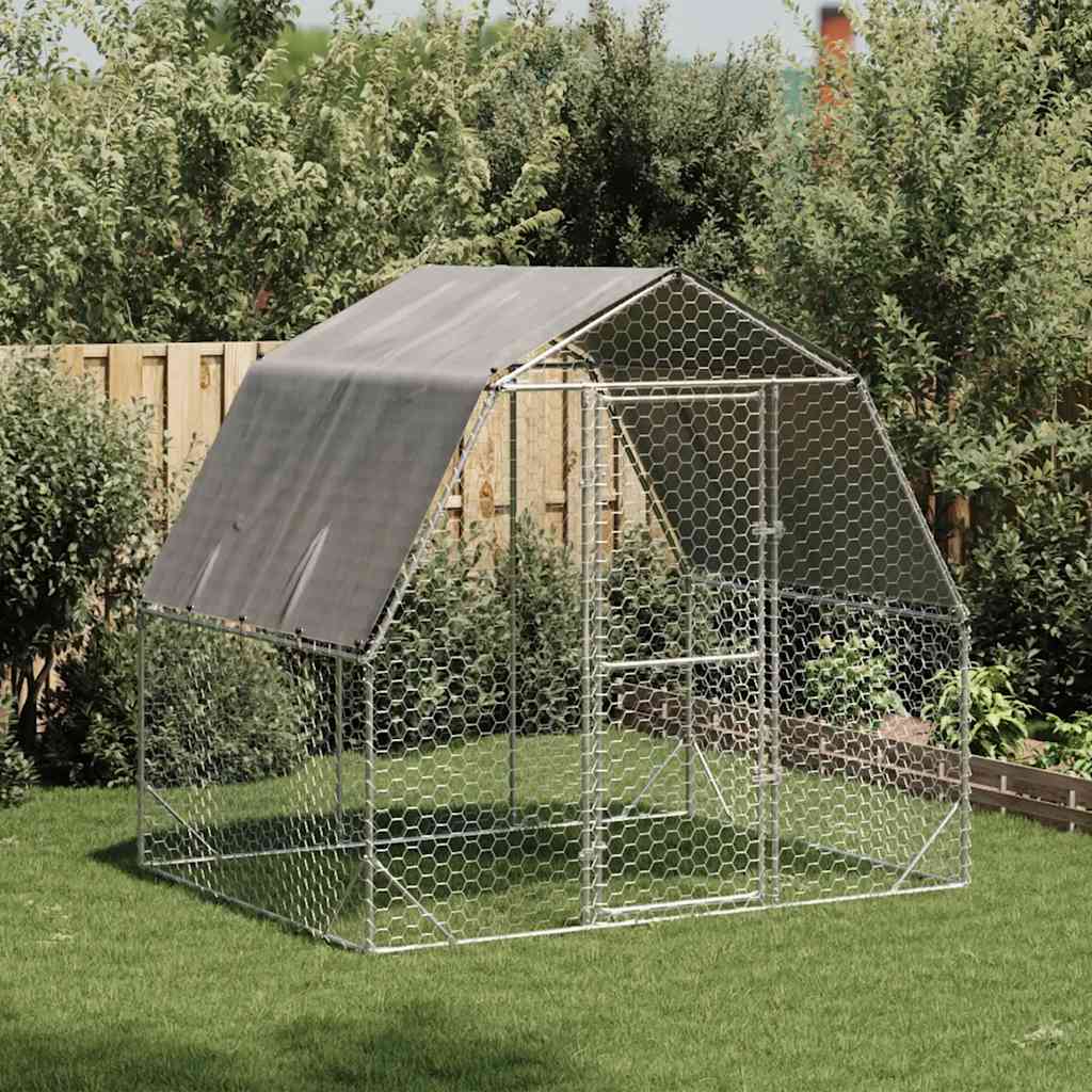 Chicken Run with Roof 2.5x2x2.25 m Galvanised Steel - Style and Chic