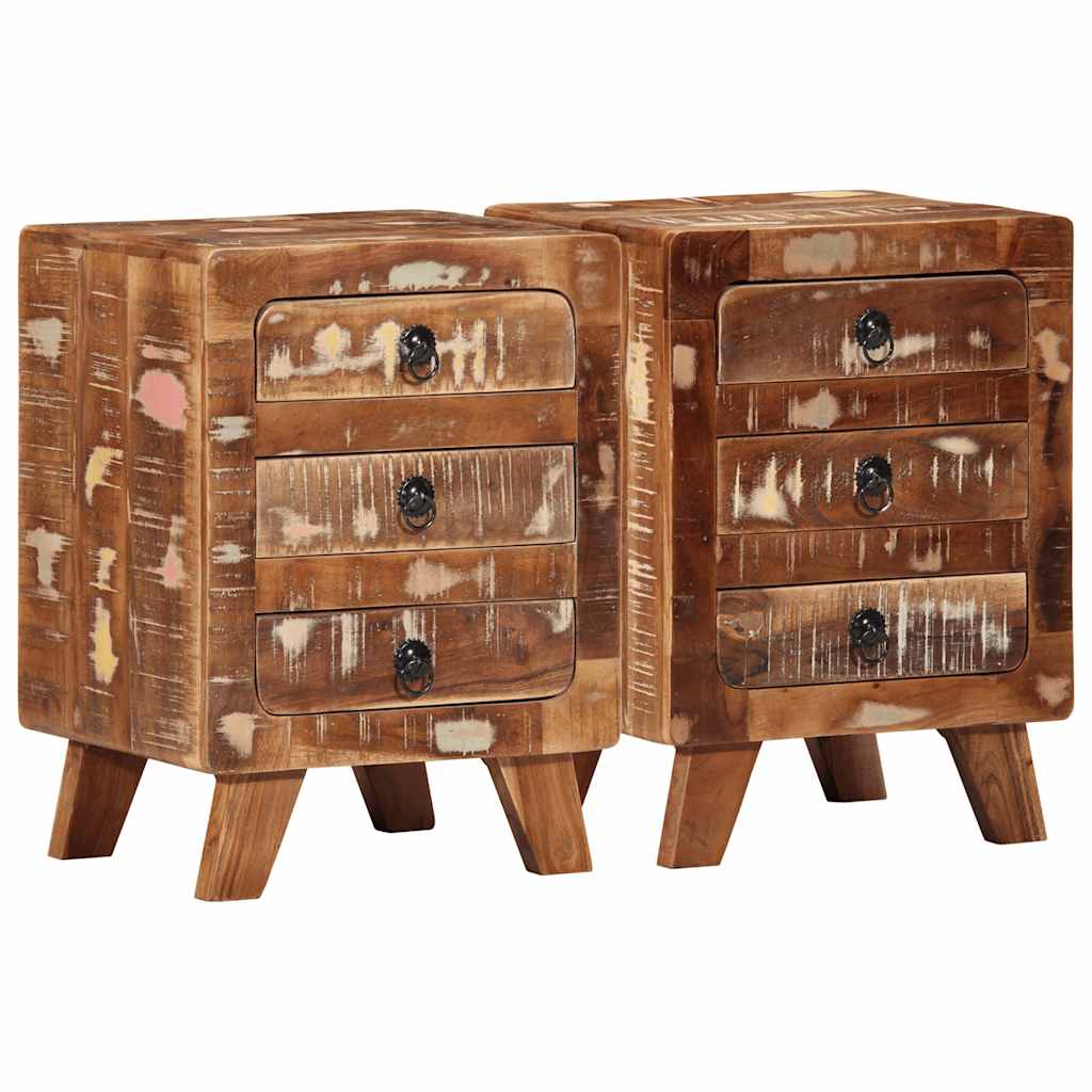 Bedside Cabinet 2 pcs 37x32x50 cm Solid Wood Reclaimed - Merlin Deals