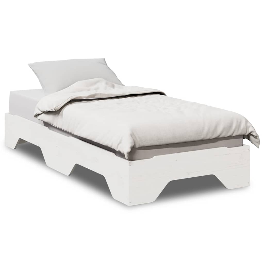 Bedframe Stackable White 80x200cm Solid Wood - Discount Dealers