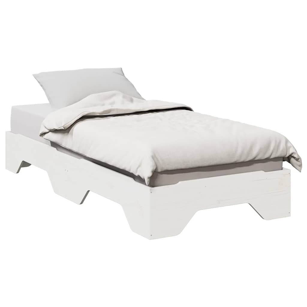 Bedframe Stackable White 75x190cm Small Single Solid Wood - All Things Good