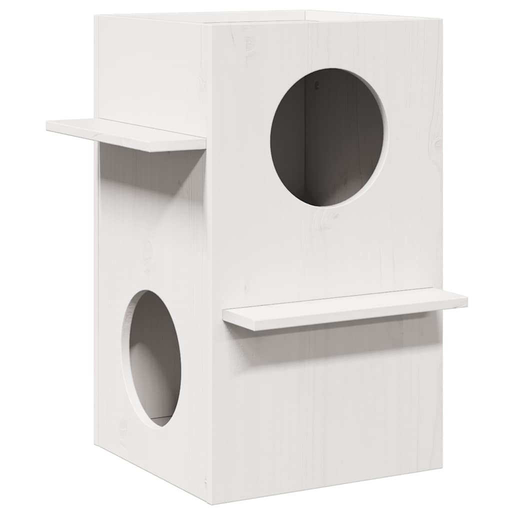 Cat House White 43x43x60 cm Solid Wood Pine - Merkel Designers