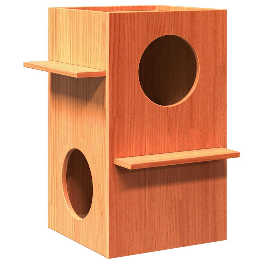 Cat House Wax Brown 43x43x60 cm Solid Wood Pine - The Home Maker