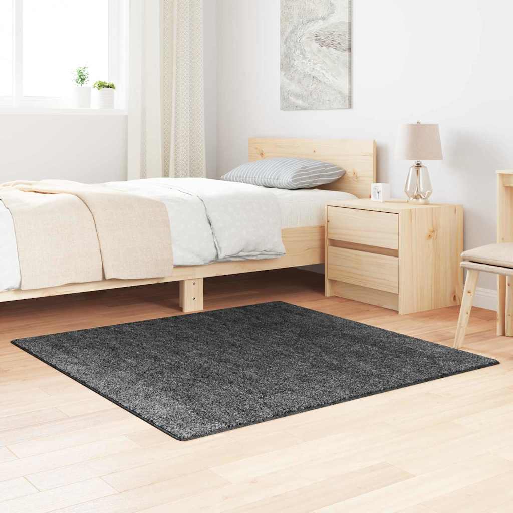 Shaggy Rug with Latex Backing Dark Grey 120x120 cm - Brittle & Co