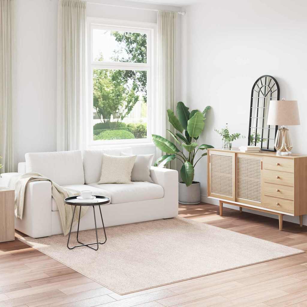 Shaggy Rug with Latex Backing Cream 200x200 cm - Design Hut