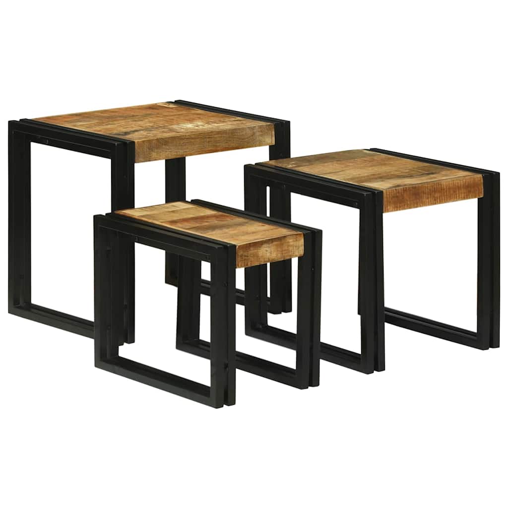 Nesting Tables - 3 Pcs of Solid Mango Wood - Brittle & Co