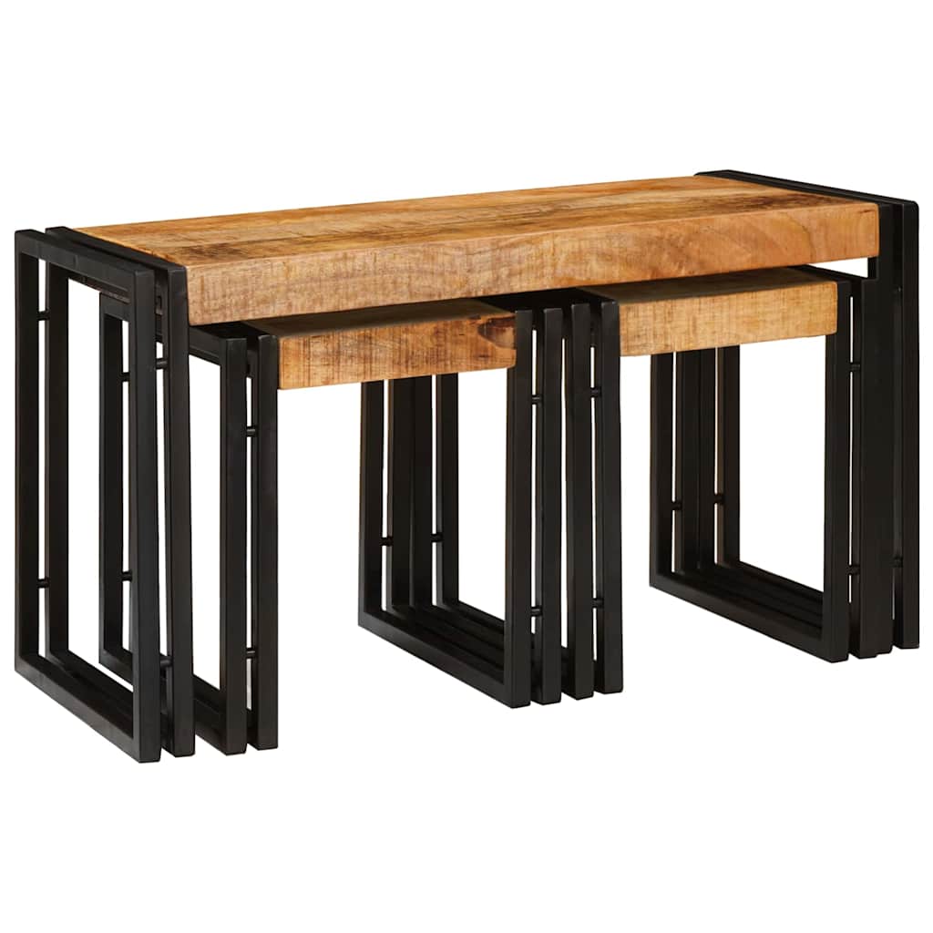 Nesting Tables Set of 3 - Solid Mango Wood - Charlotte Dunes