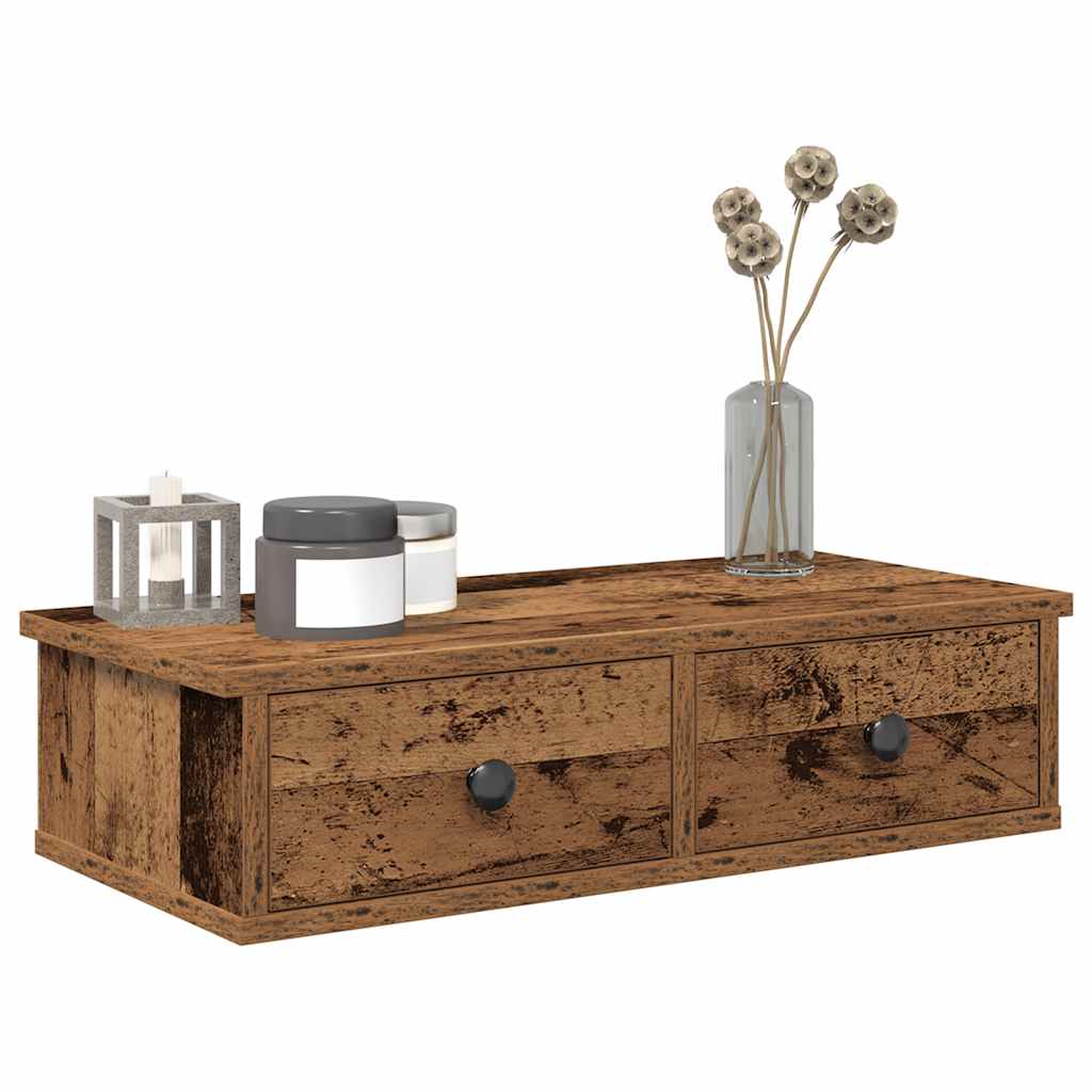Wall Shelf with Drawers Old Wood 60x25x15 cm Engineered Wood - Discount Dealers