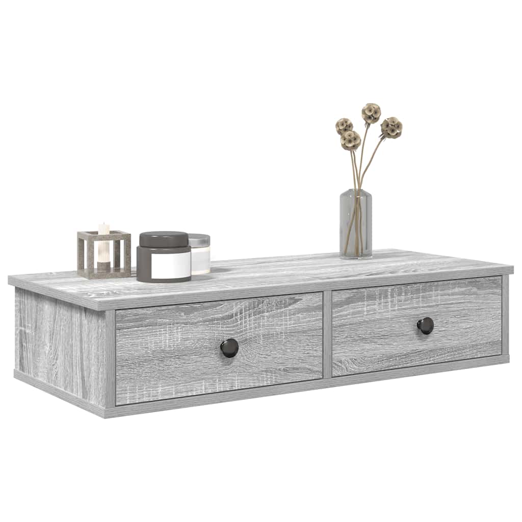 Wall Shelf with Drawers Grey Sonoma 80x31x17 cm Engineered Wood - All Things Good