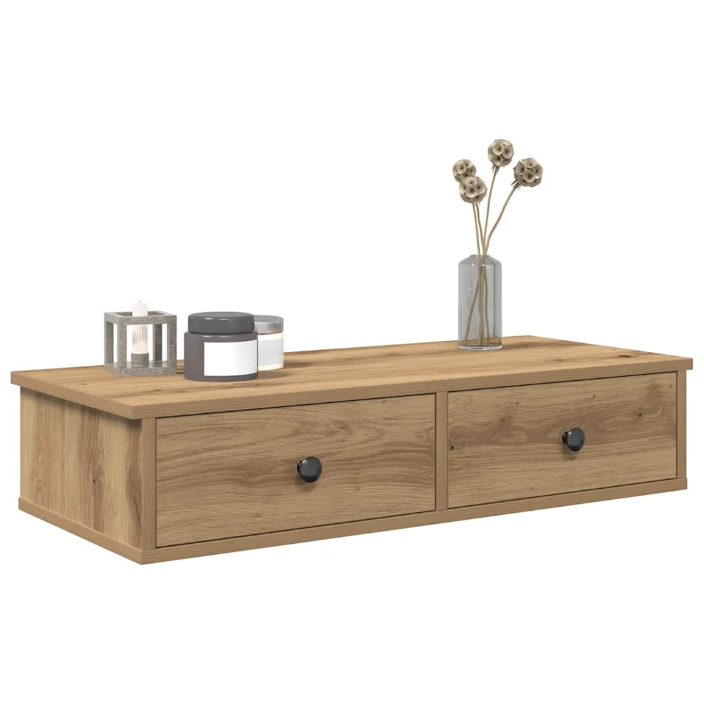 Wall Shelf with Drawers Artisian Oak 80x31x17 cm Engineered Wood - The Home Maker