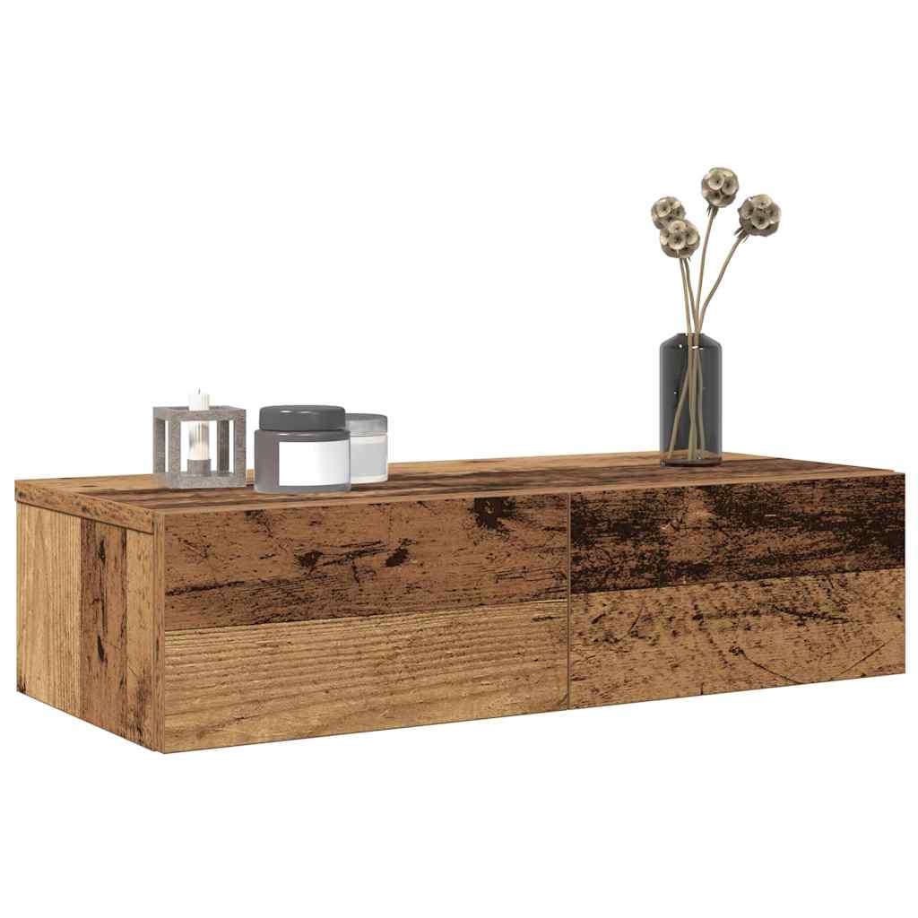 Wall Shelf with Drawers Old Wood 60x26.5x15 cm Engineered Wood - The Home Maker