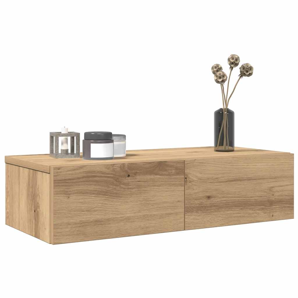 Wall Shelf with Drawers Artisian Oak 60x26.5x15 cm Engineered Wood - The Home Maker