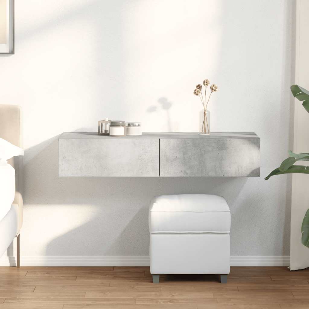 Wall Shelf with Drawers Concrete Grey 100x36x19 cm Engineered Wood - Tyrell & Tyrell