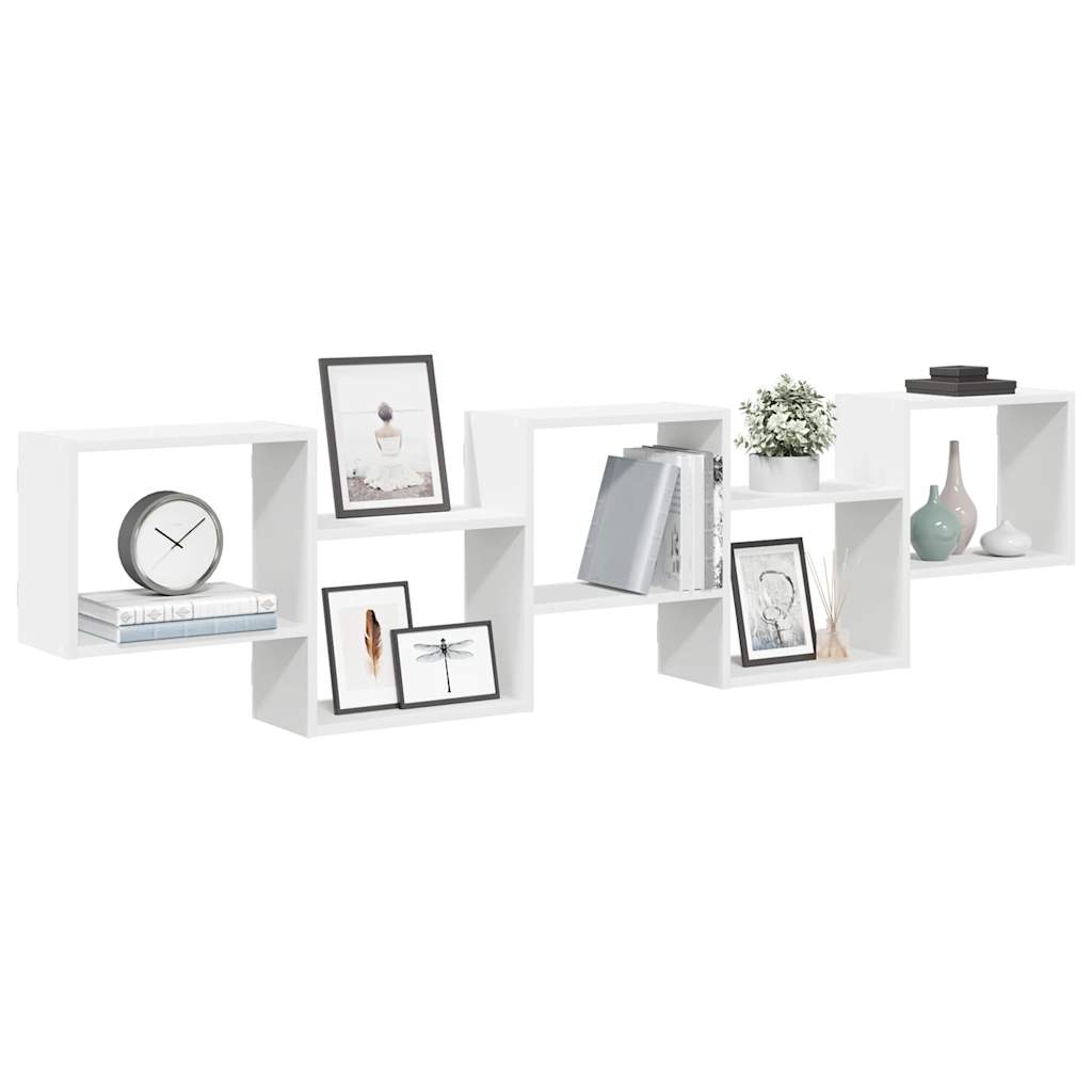 Wall Cube Shelf 5 Compartments White Engineered Wood - The Home Maker