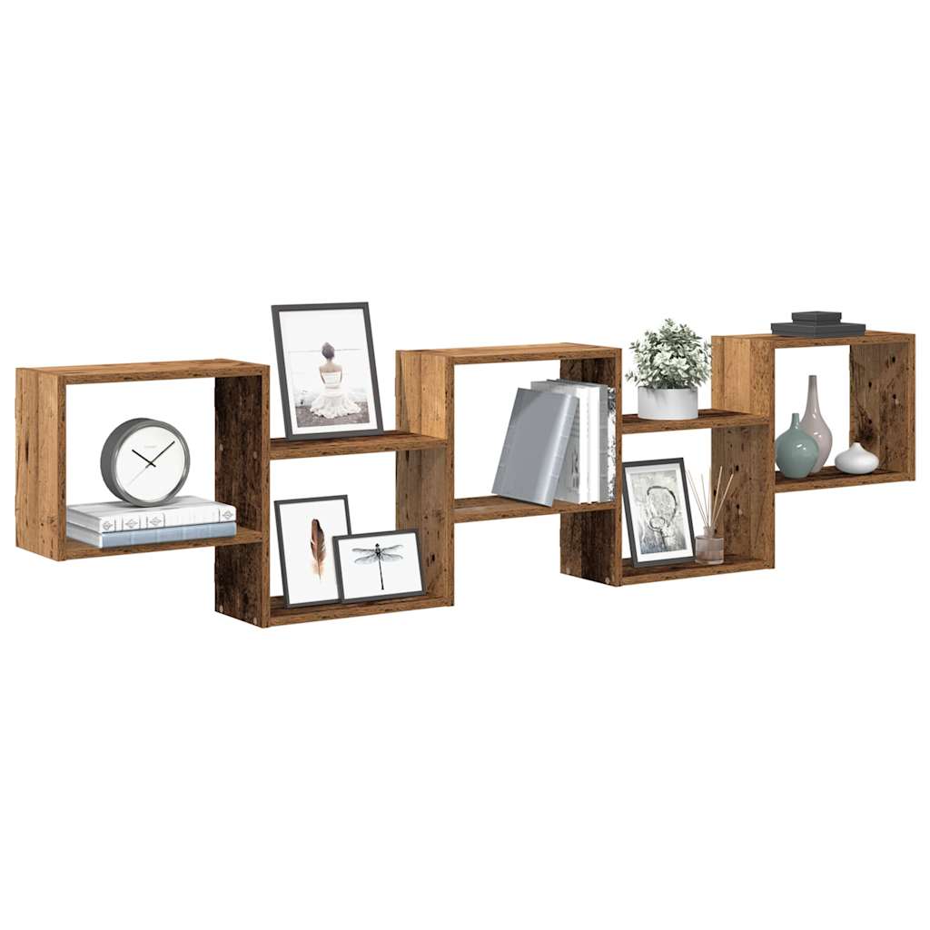 Wall Cube Shelf 5 Compartments Old Wood Engineered Wood - Sid & Sam