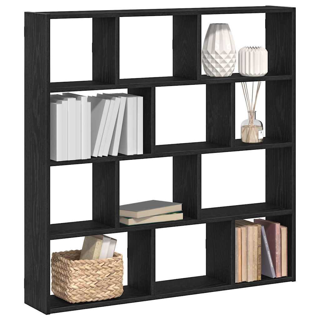 Wall Cube Shelf 12 Compartments Black Engineered Wood - Merkel Designers