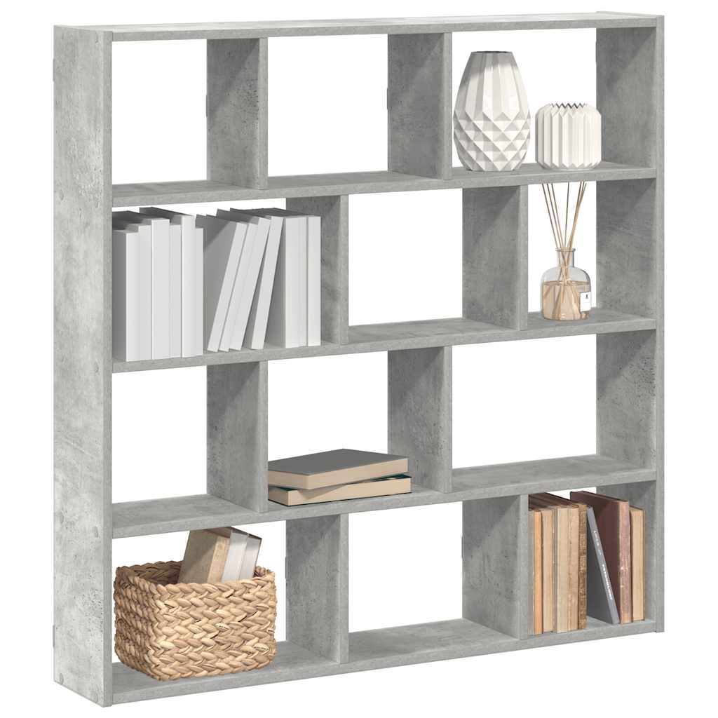 Wall Cube Shelf 12 Compartments Concrete Grey Engineered Wood - The Home Maker