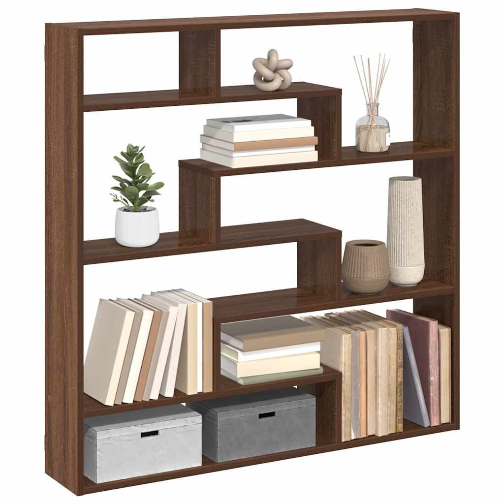 Wall Cube Shelf 7 Compartments Brown Oak Engineered Wood - The Home Maker