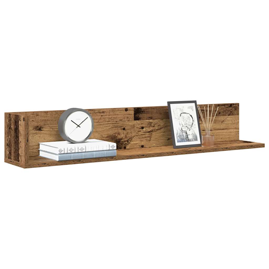 Wall Shelves 2 pcs Old Wood 100x16.5x16.5 cm Engineered Wood - R and M Furniture