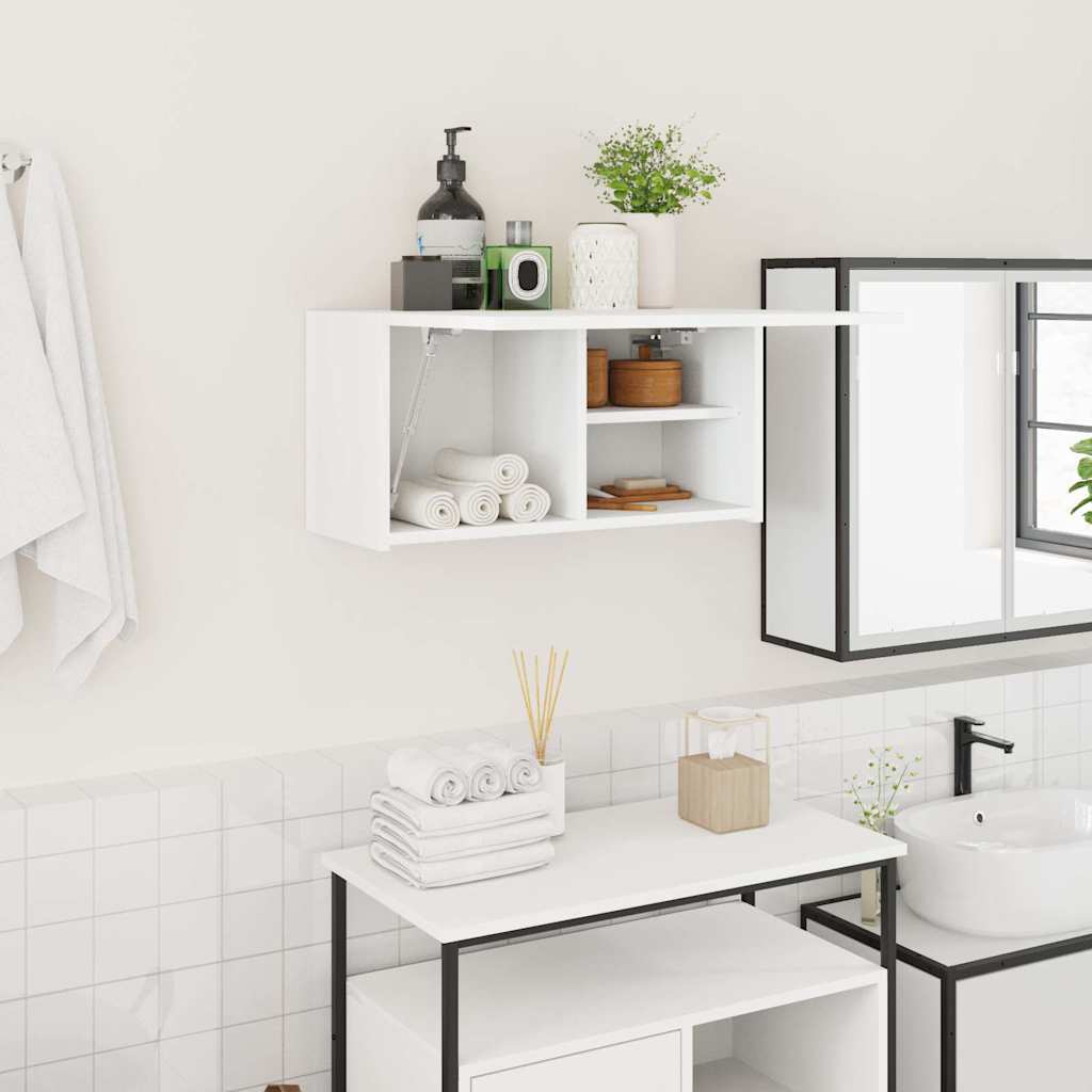 Bathroom Wall Cabinet White 60x25x30 cm Engineered Wood - The Home Maker