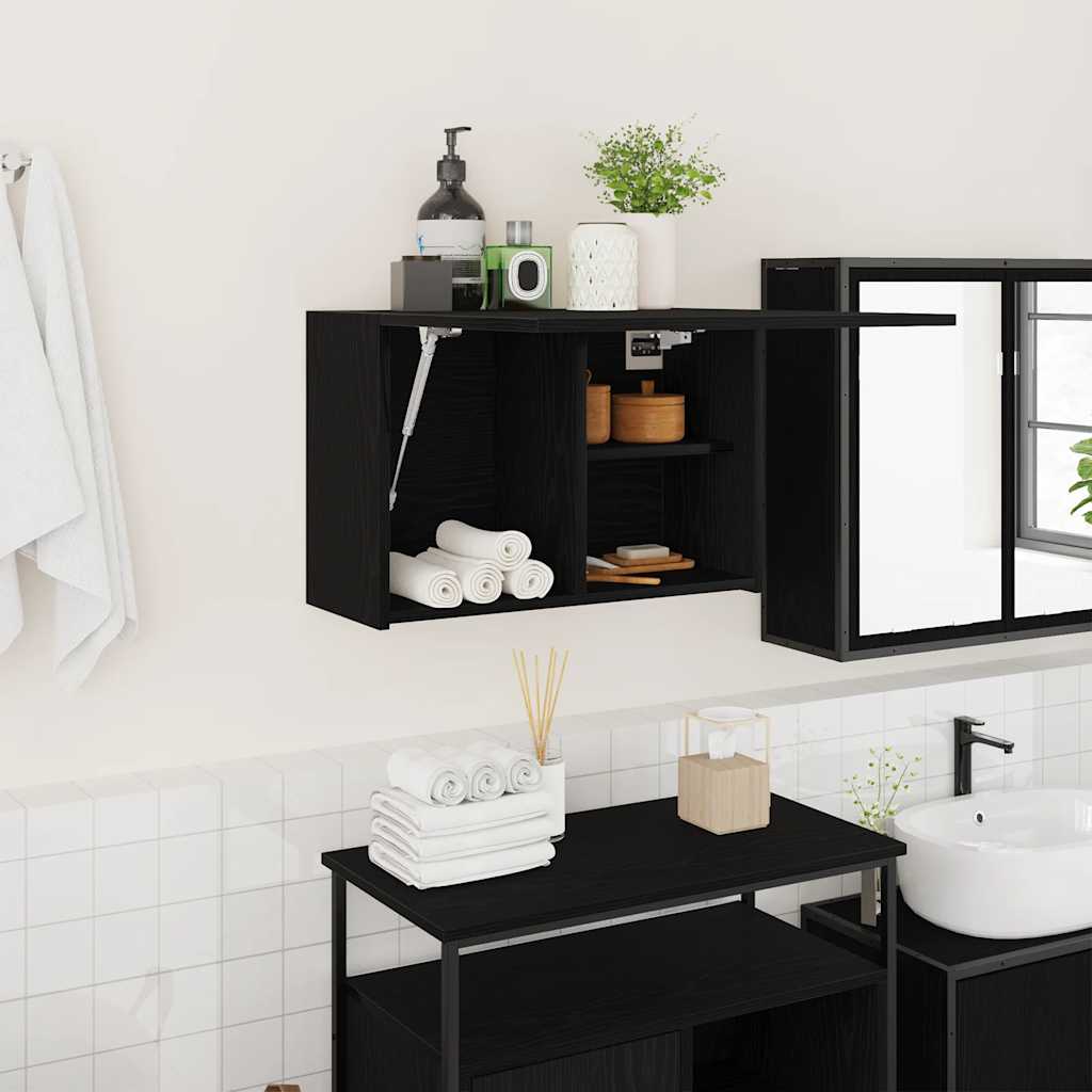Bathroom Wall Cabinet Black 60x25x40 cm Engineered Wood - The Home Maker