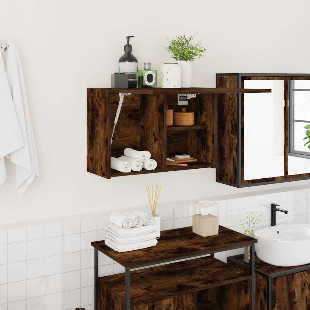 Bathroom Wall Cabinet Smoked Oak 60x25x40 cm Engineered Wood - Style and Chic