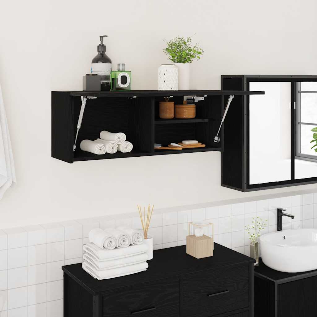 Bathroom Wall Cabinet Black 80x25x30 cm Engineered Wood - The Home Maker