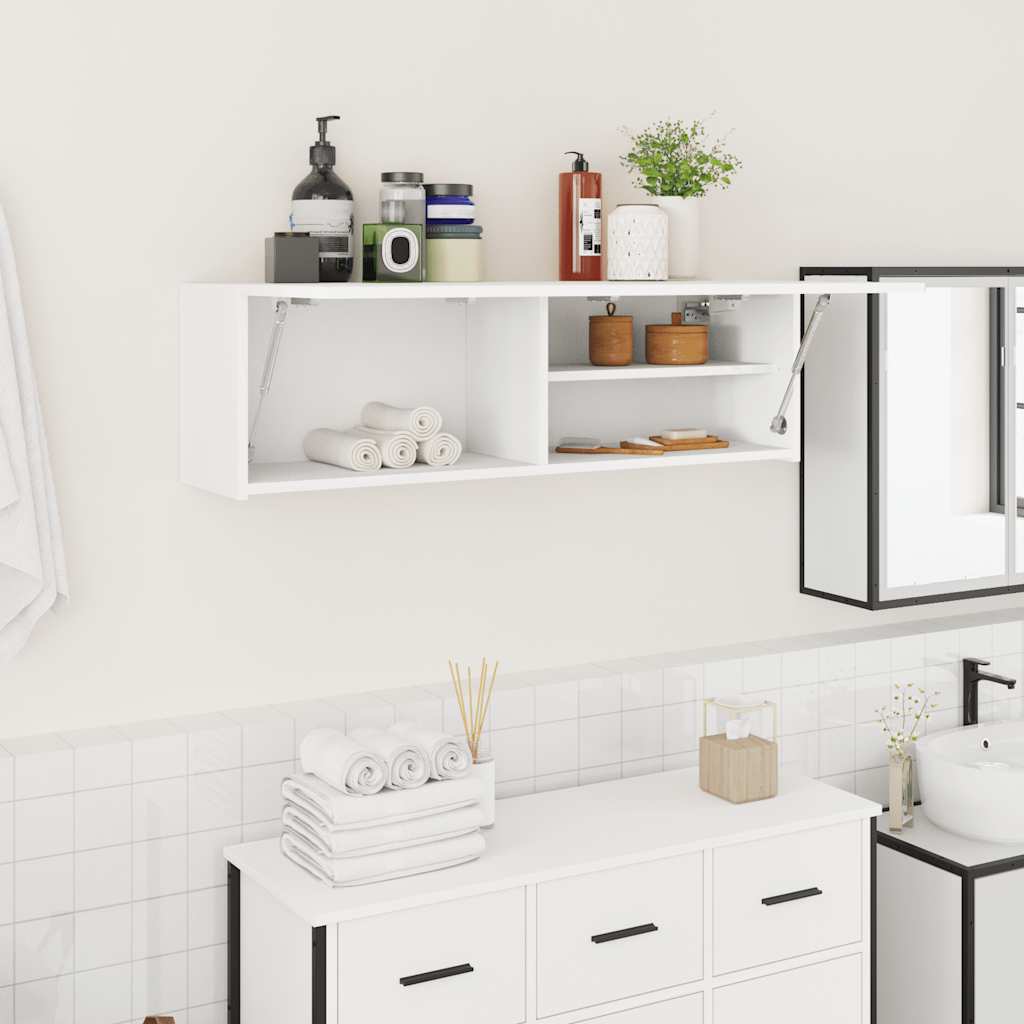 Bathroom Wall Cabinet White 100x25x30 cm Engineered Wood - The Home Maker