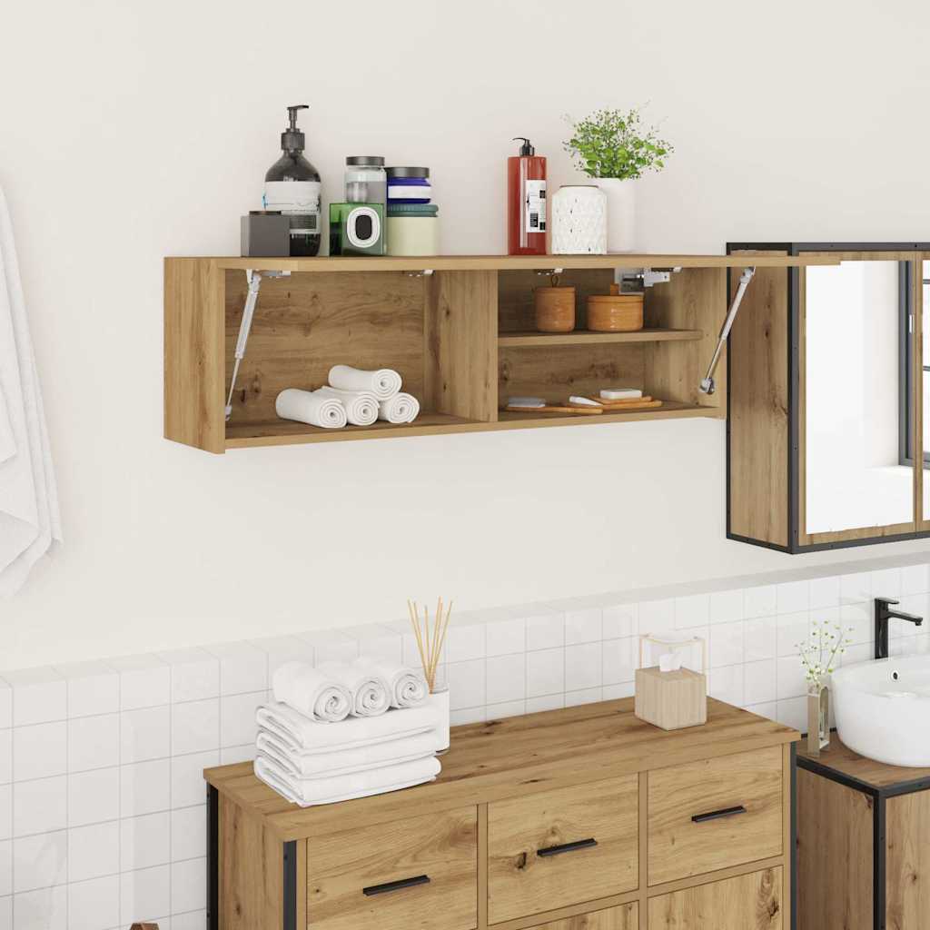 Bathroom Wall Cabinet Artisan Oak 100x25x30 cm Engineered Wood - Tyrell & Tyrell