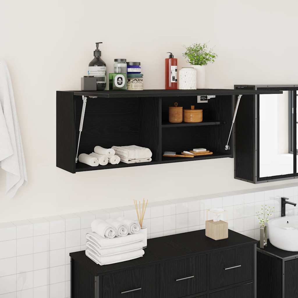 Bathroom Wall Cabinet Black 100x25x40 cm Engineered Wood - Direct Imports