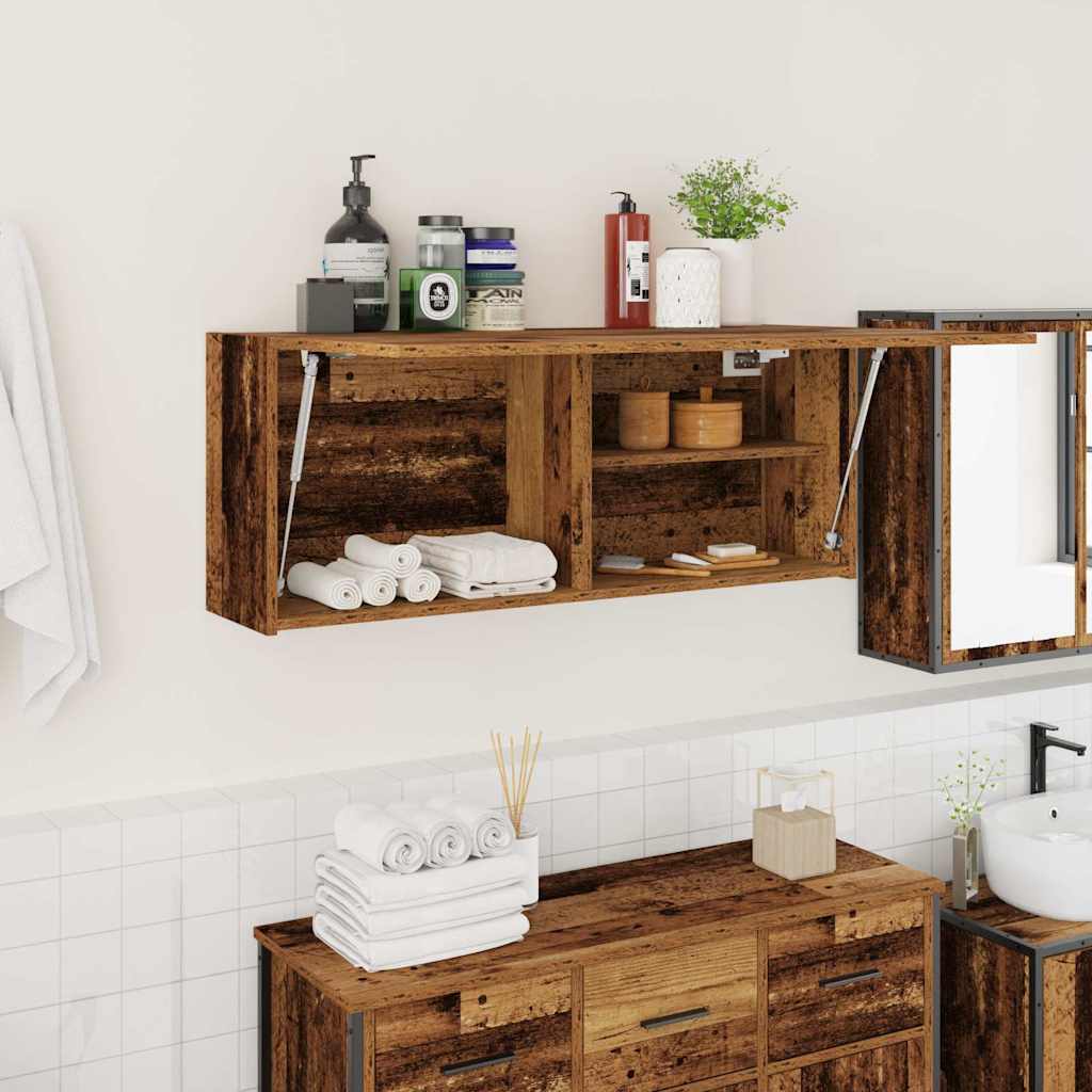 Bathroom Wall Cabinet Old Wood 100x25x40 cm Engineered Wood - Tyrell & Tyrell