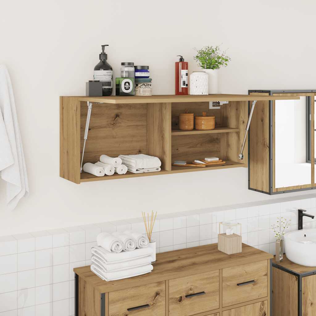 Bathroom Wall Cabinet Artisan Oak 100x25x40 cm Engineered Wood - Tyrell & Tyrell