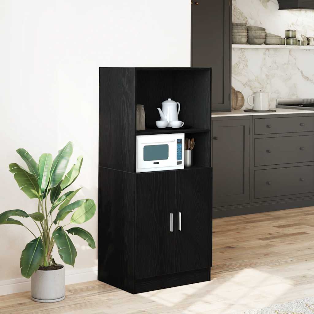 Kitchen Cabinet Black 57x41.5x131.5 cm Engineered Wood - Decor Base