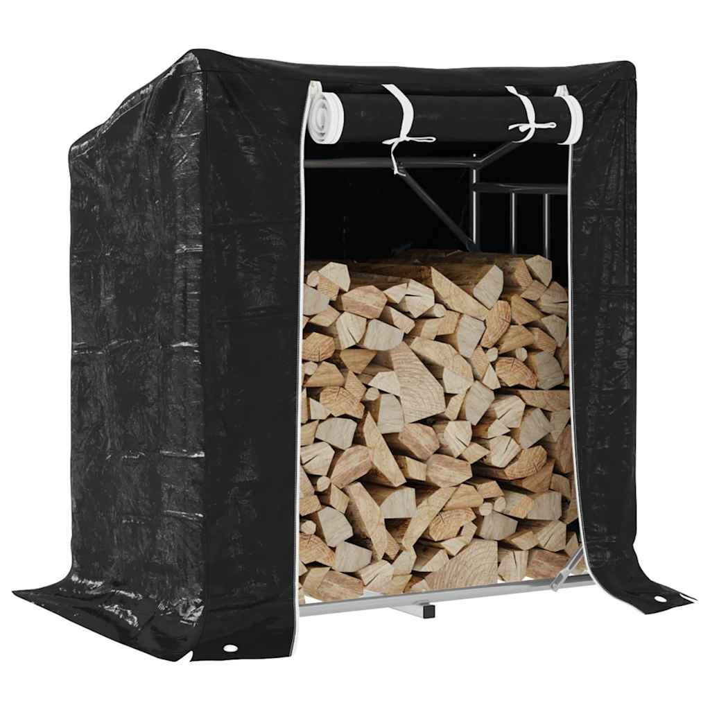 Firewood Rack with Rain Cover 101x61x110.5 cm Galvanised Steel - Design Hut