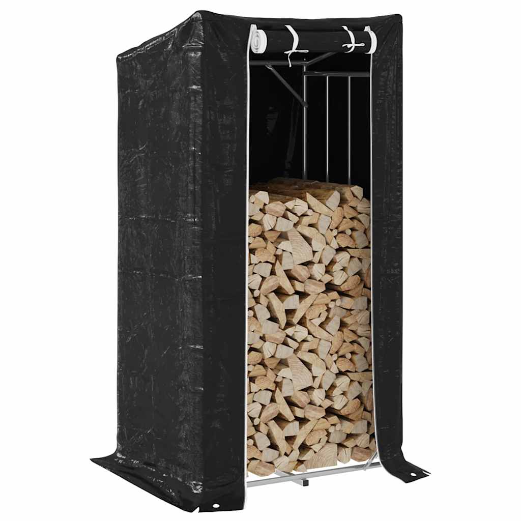 Firewood Rack with Rain Cover 100x80x200 cm Galvanised Steel - All Things Good
