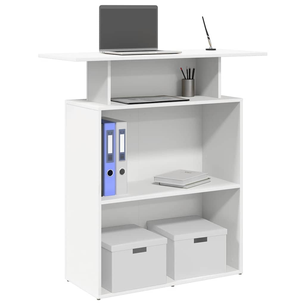 Reception Desk White 100x40x104 cm Engineered Wood - Unbeatable Bargains