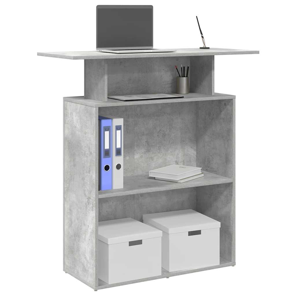 Reception Desk Concrete Grey 100x40x104 cm Engineered Wood - Unbeatable Bargains