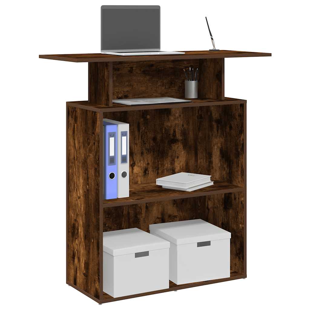 Reception Desk Smoked Oak 100x40x104 cm Engineered Wood - Unbeatable Bargains