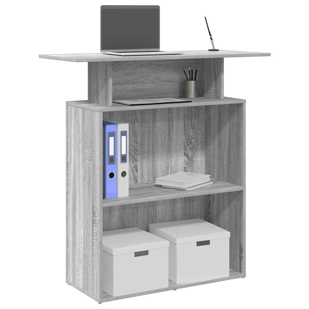 Reception Desk Grey Sonoma 100x40x104 cm Engineered Wood - Unbeatable Bargains