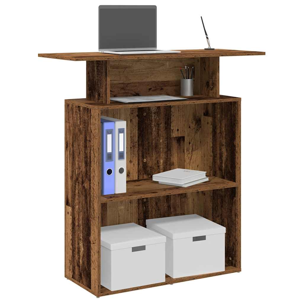 Reception Desk Old Wood 100x40x104 cm Engineered Wood - Unbeatable Bargains