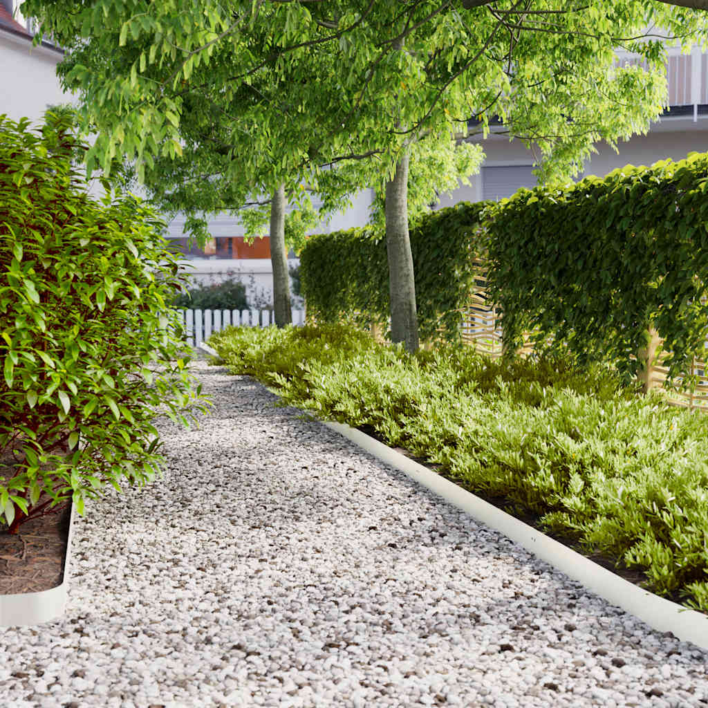 Lawn Edgings 10 pcs White 10x103 cm Cold-rolled Steel - Tyrell & Tyrell