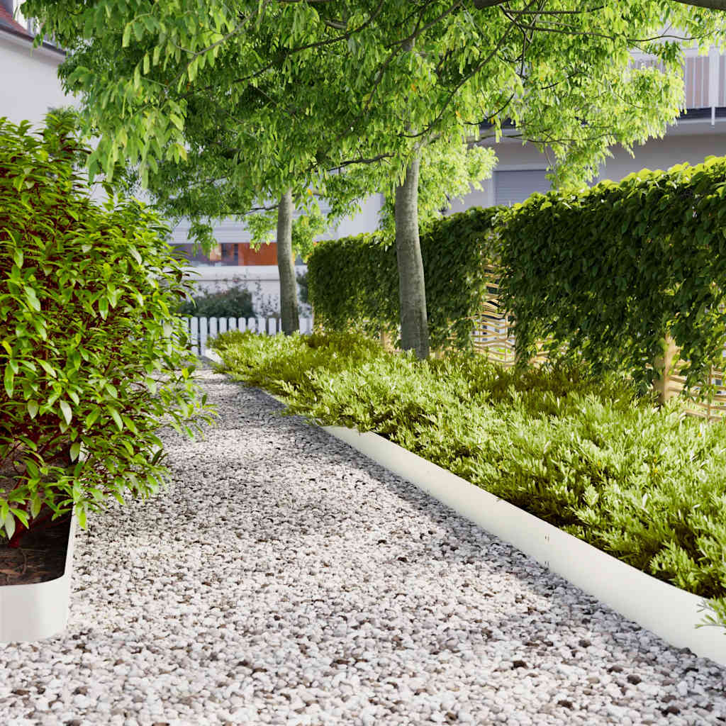 Lawn Edgings 50 pcs White 15x103 cm Cold-rolled Steel - Charlotte Dunes